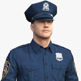 3D NYPD Police Officer Fur Rigged
